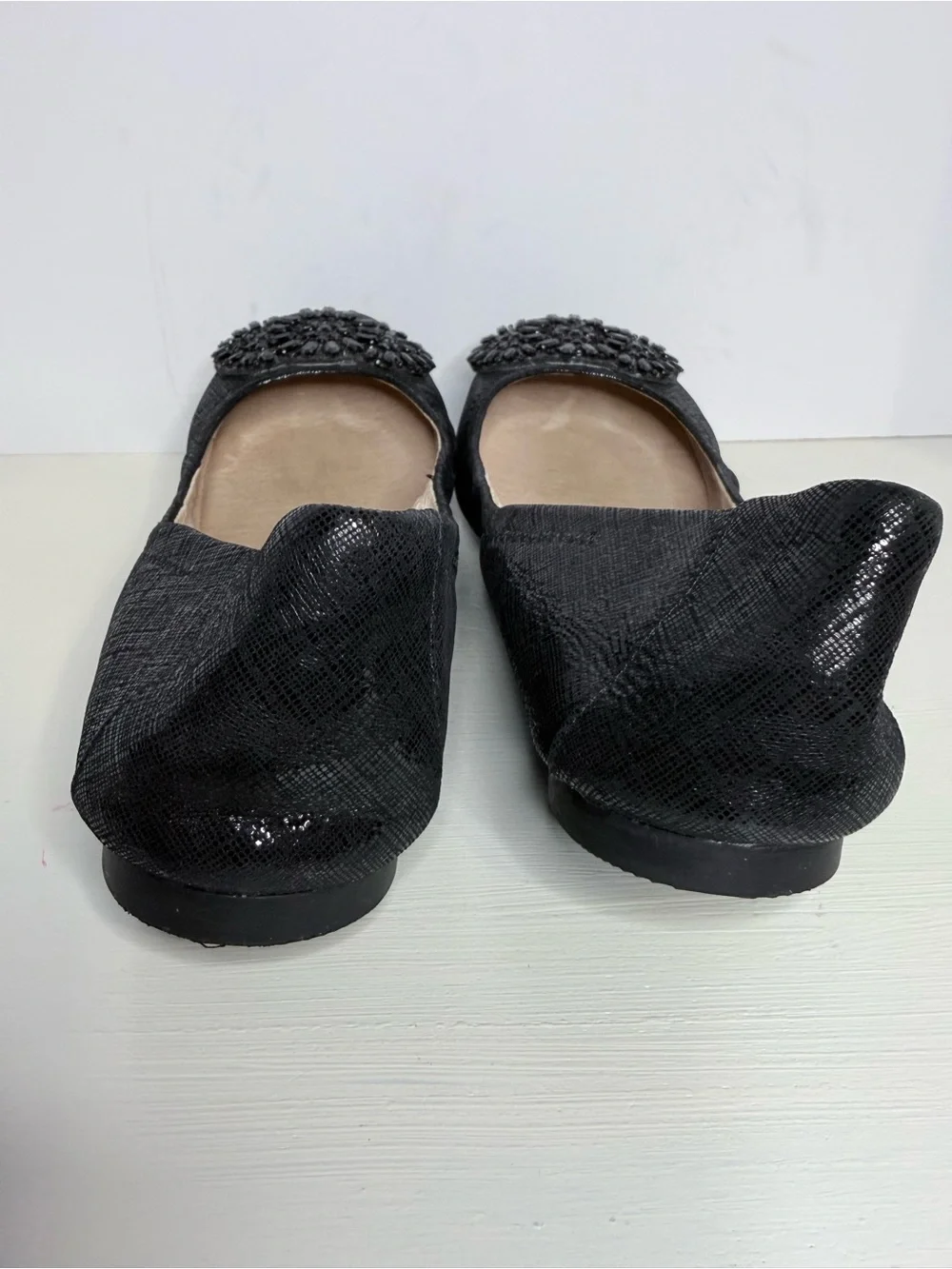 ANTONIO MELANI Black Embellished Ballet Flats 9.5 M